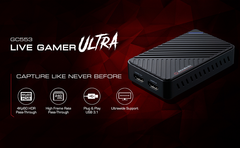 Avermedia GC553 Live Gamer Ultra Game Streaming Capture Box  (PS5/PS4/Switch/PC) * Ultra HD 4Kp60 HDR *